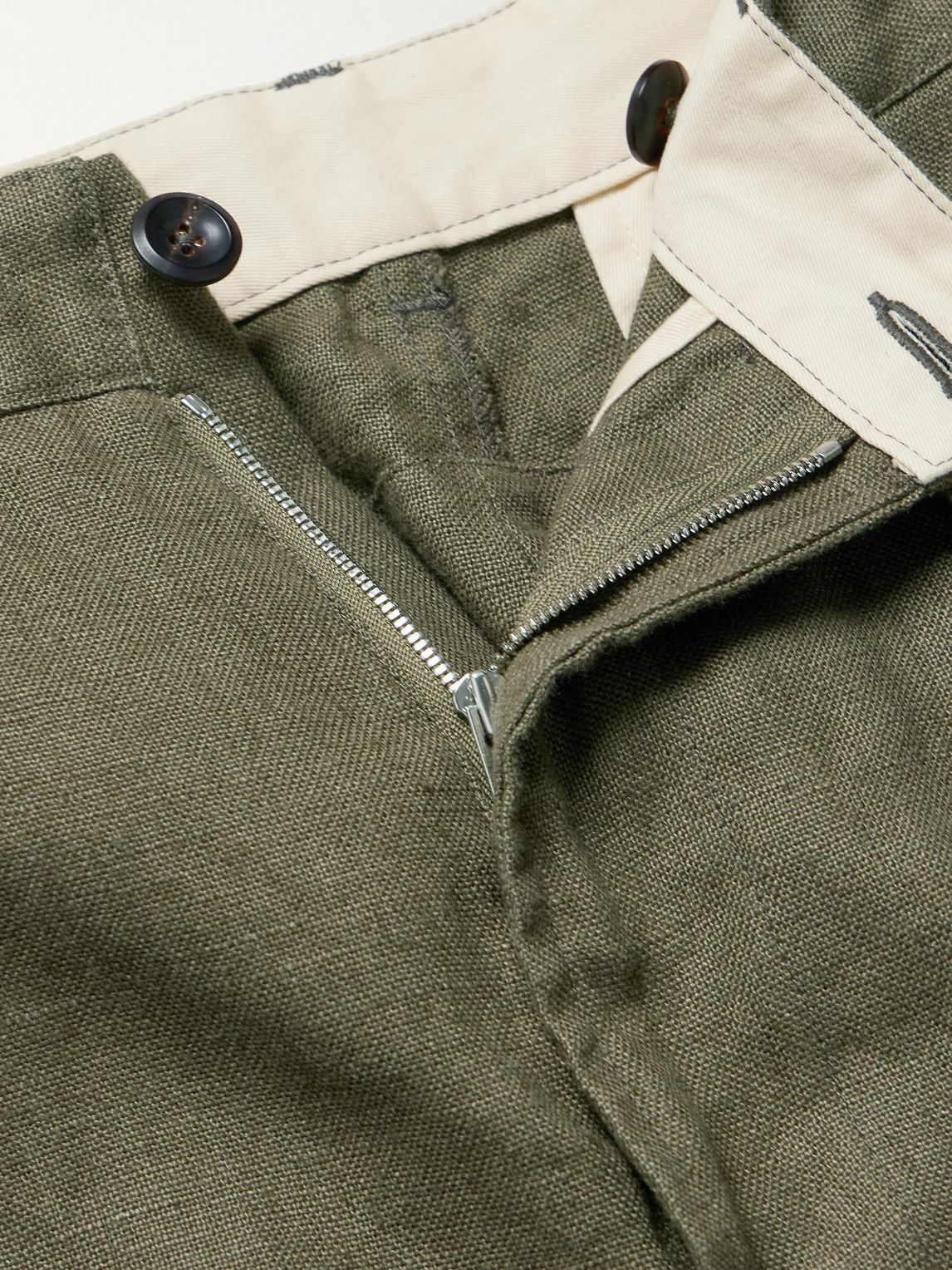 Drake's - Games Tapered Pleated Linen Suit Trousers - Green