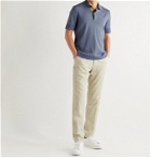 DUNHILL - Logo-Detailed Cotton and Mulberry Silk Polo Shirt - Blue