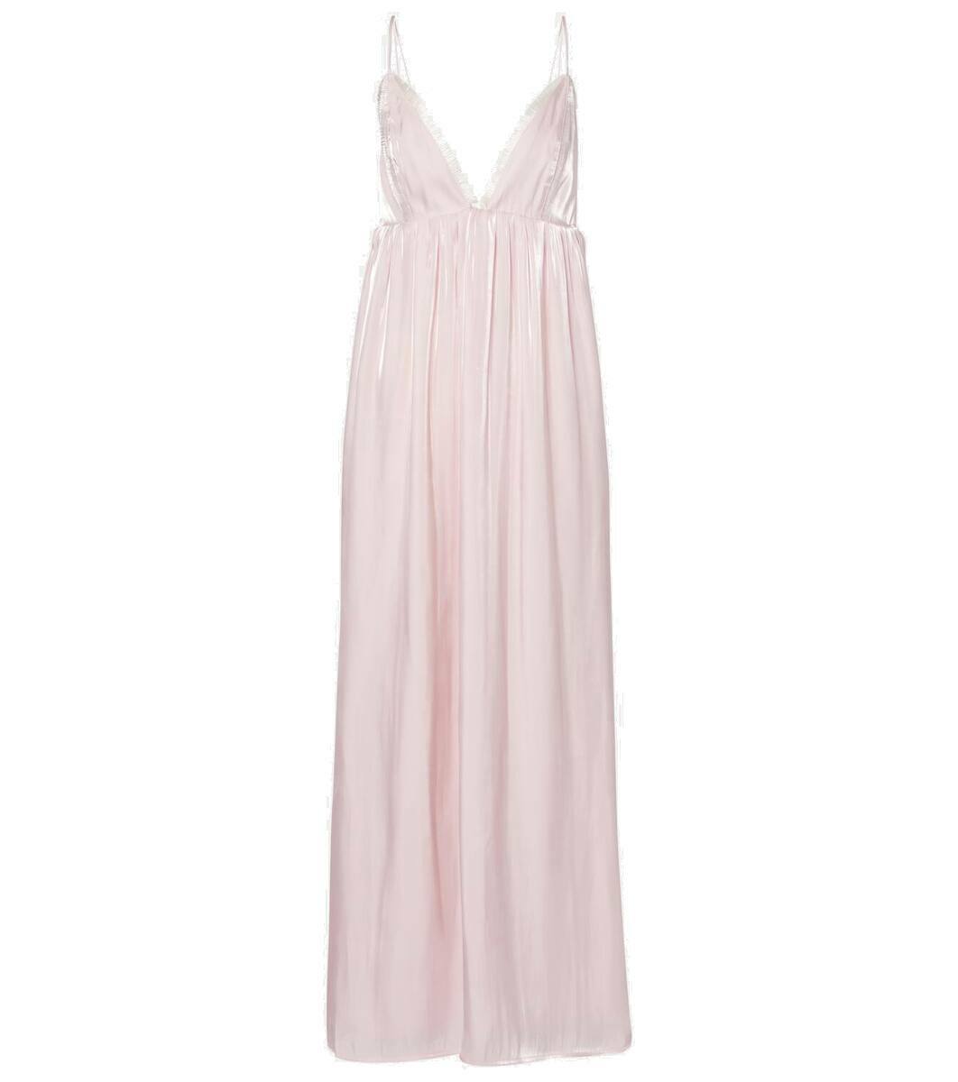 ★Ganni★ Satin Maxi Dress Light Lilac F7598428 F7598428SS23 GANNI Satin Maxi Dress in Light Lilac | endource