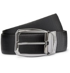 Ermenegildo Zegna - 3.5cm Black Reversible Cross-Grain Leather Belt - Black