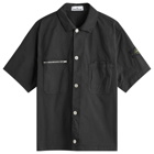 Stone Island Men's Stretch-TC Garment Dyed Short Sleeve Overshirt in Black