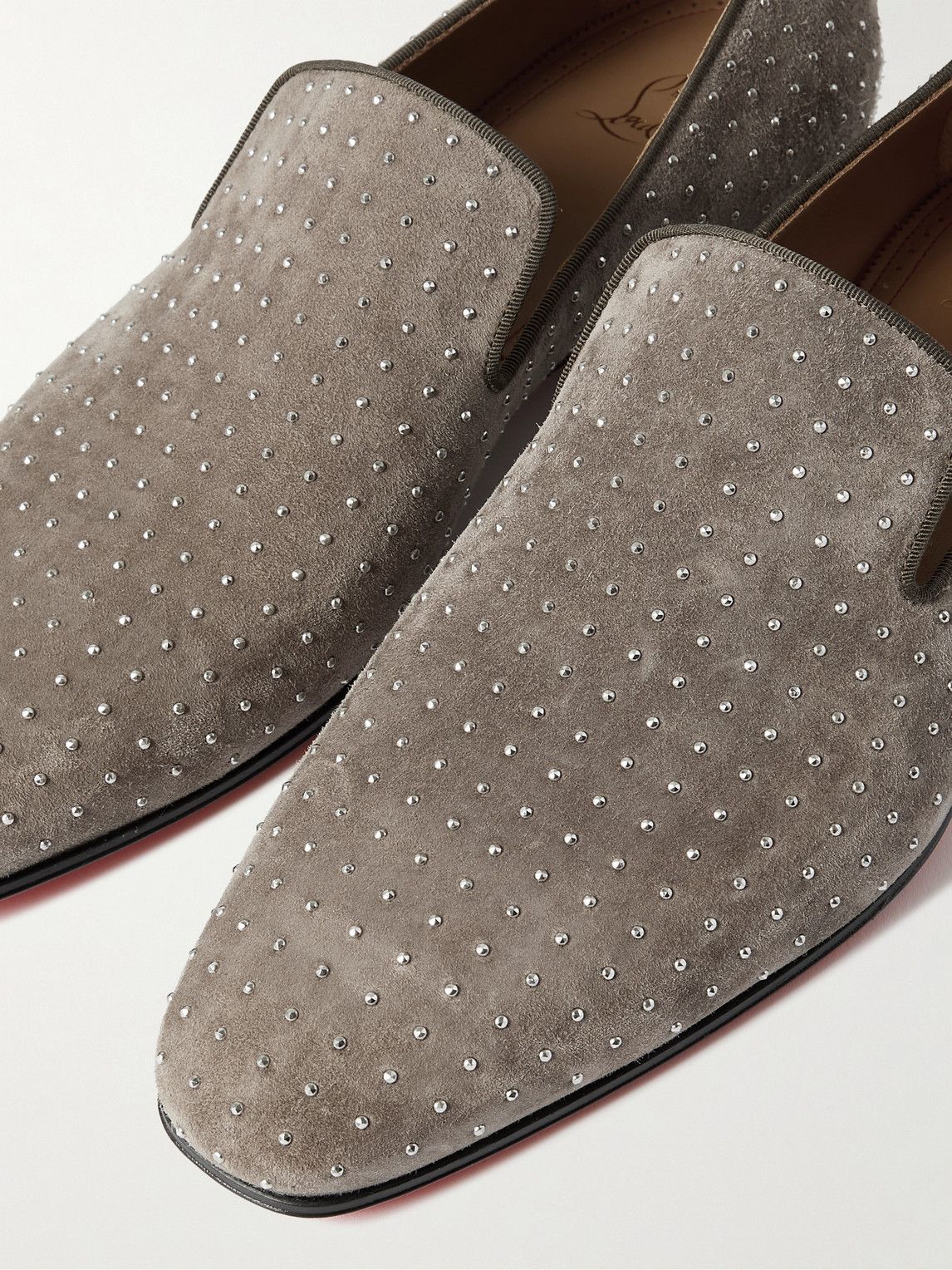 Christian Louboutin - Dandelion Plume Studded Suede Loafers 