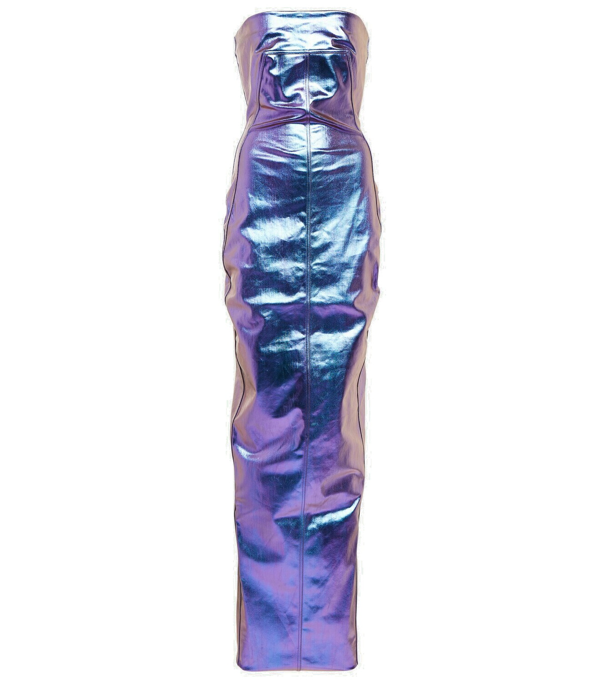 Rick Owens Strapless metallic denim maxi gown Rick Owens