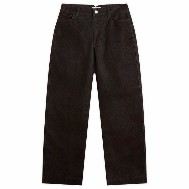 Photo: Damson Madder Women's Drew Flocked Denim Jeans in Bitter Choc