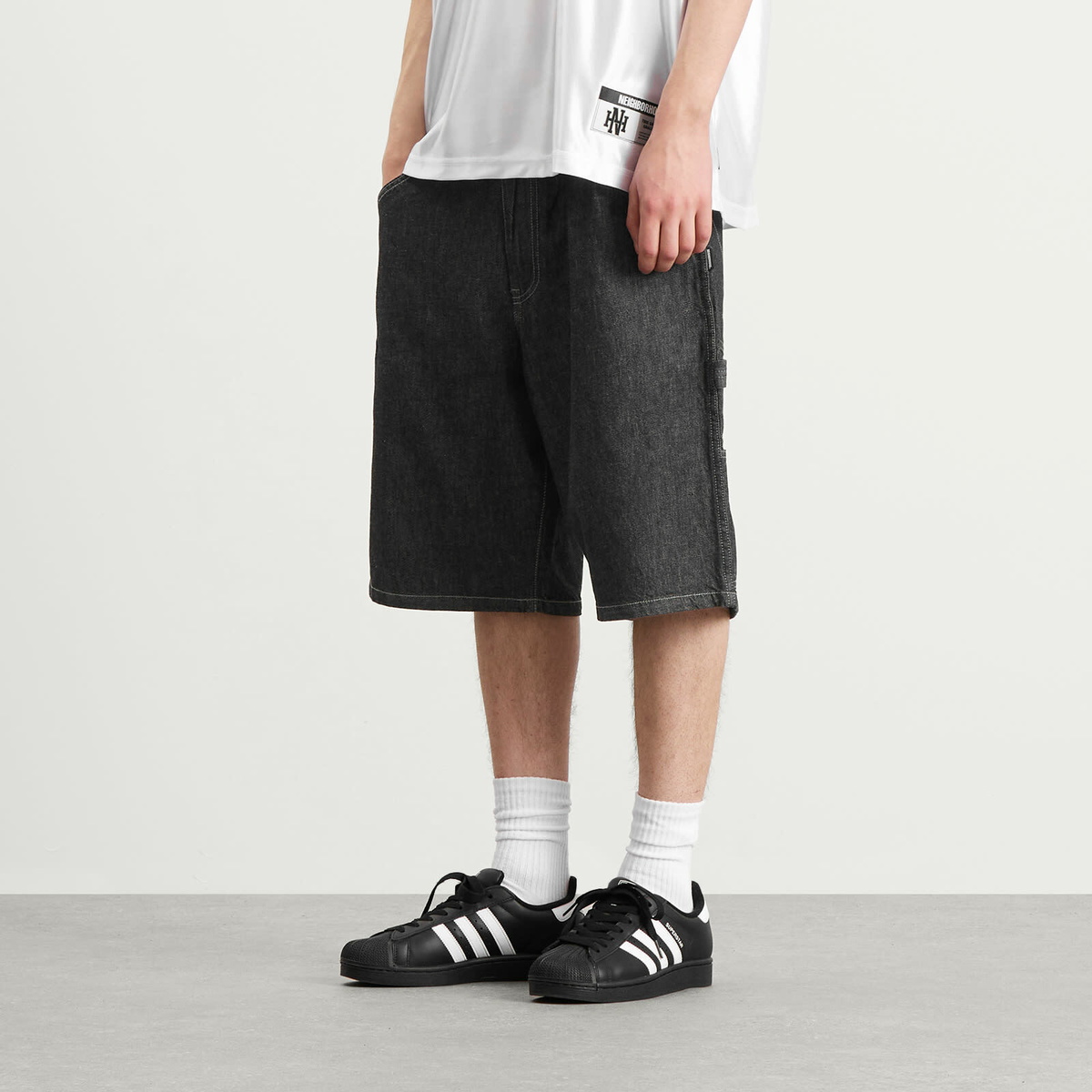 Neighborhood Men's Denim Painter Shorts in Black
