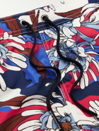 Moncler - Slim-Fit Mid-Length Floral-Print Swim Shorts - Blue