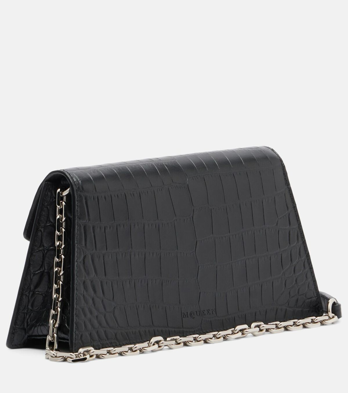 McQueen Skull Mini croc-effect leather clutch