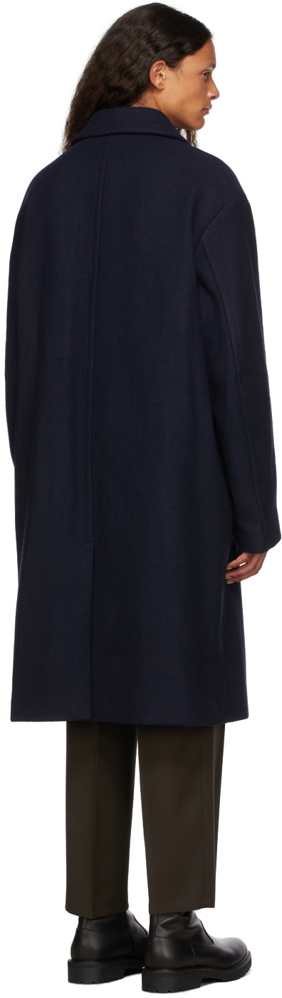 Dries Van Noten Navy Wool Oversized Coat