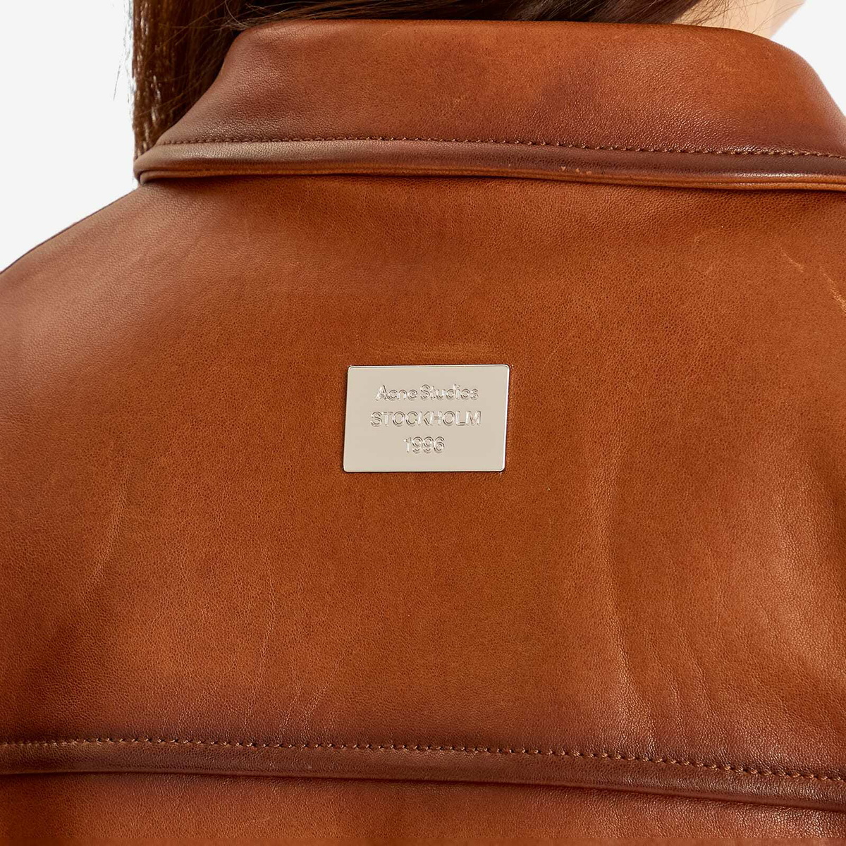 Acne Studios Women's Loroma Leather Bomber Jacket in Tobacco Brown