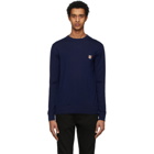 Maison Kitsune Navy Merino Fox Head Sweater