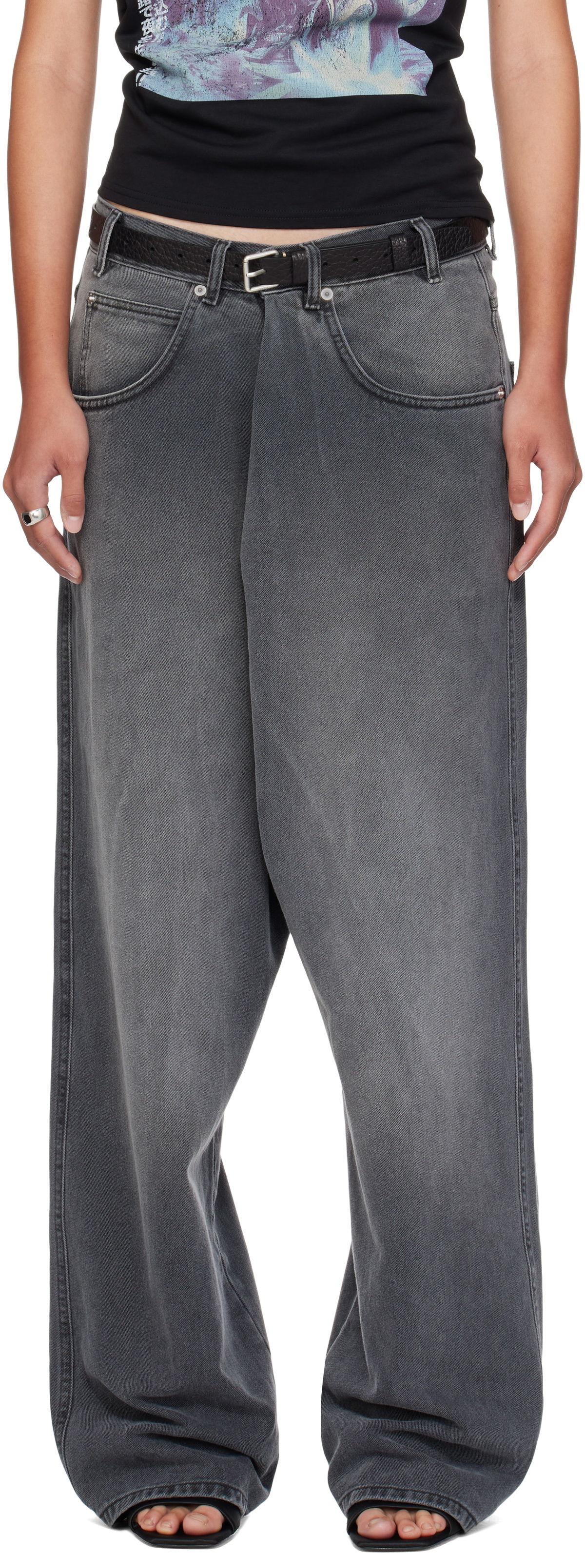 LU'U DAN Gray Kriss Kross Jeans