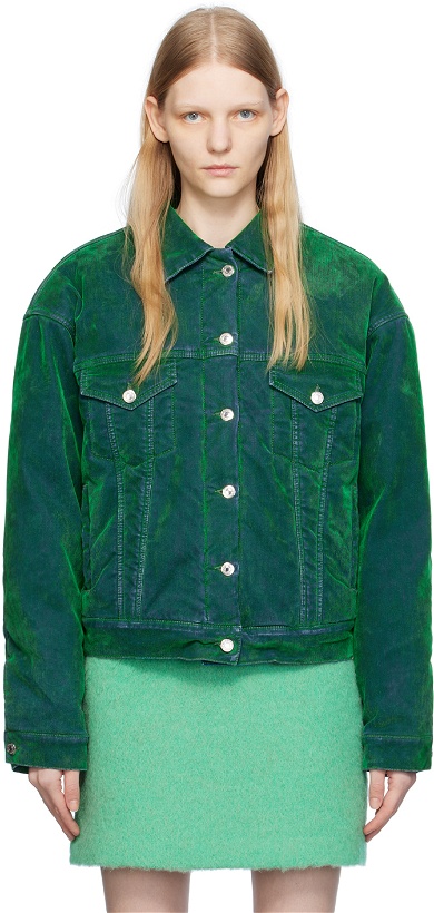 Photo: MSGM Green Flocked Denim Jacket