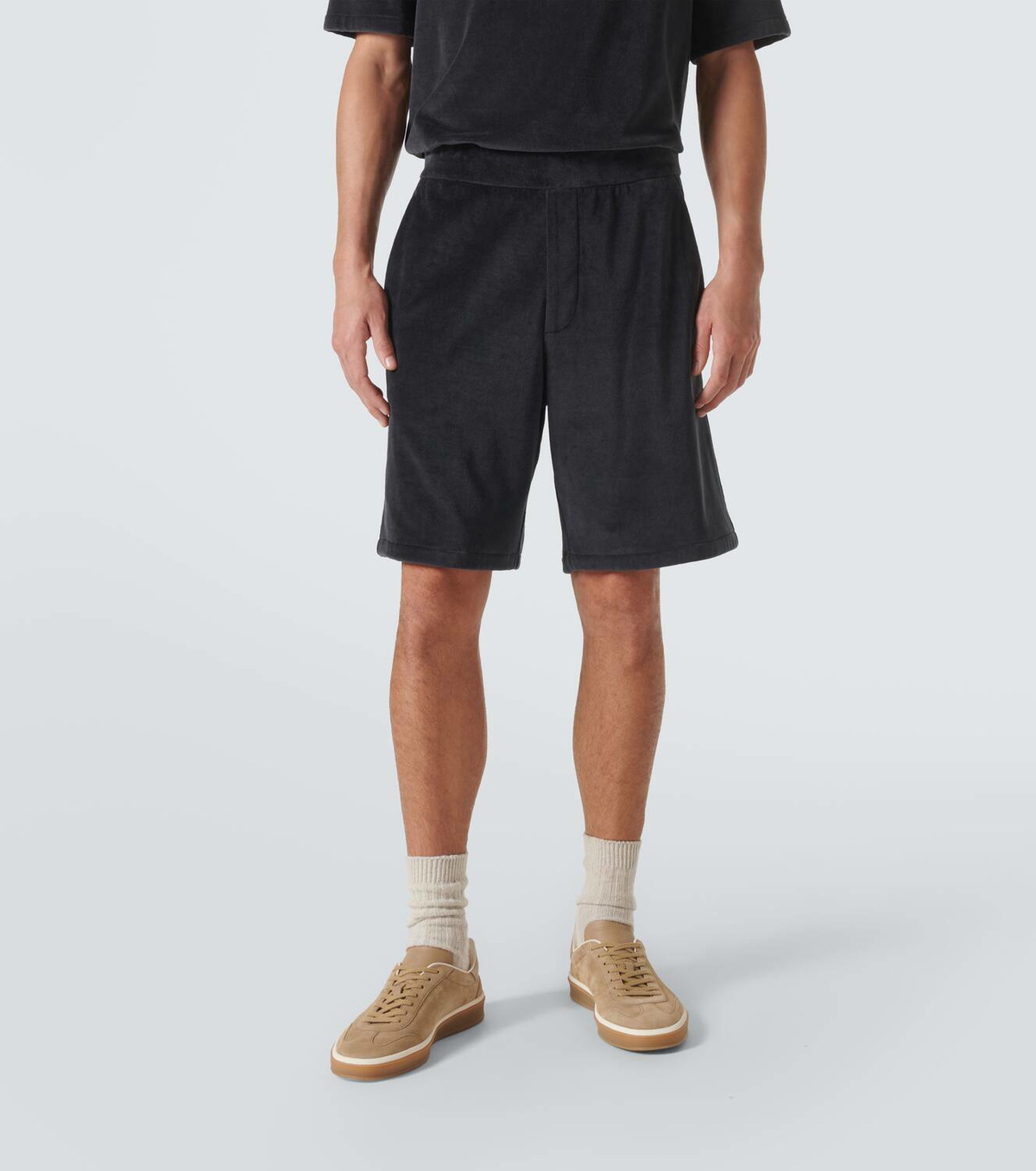 Loro Piana Murano cotton and silk velour Bermuda shorts