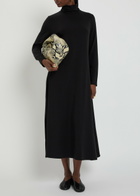 Eileen Fisher Turtle-neck Jersey Midi Dress Black