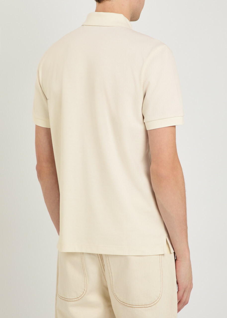 Boss Fine-knit Cotton Polo Shirt Beige