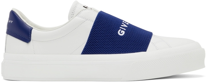 Photo: Givenchy White & Blue City Sport Low-Top Sneakers