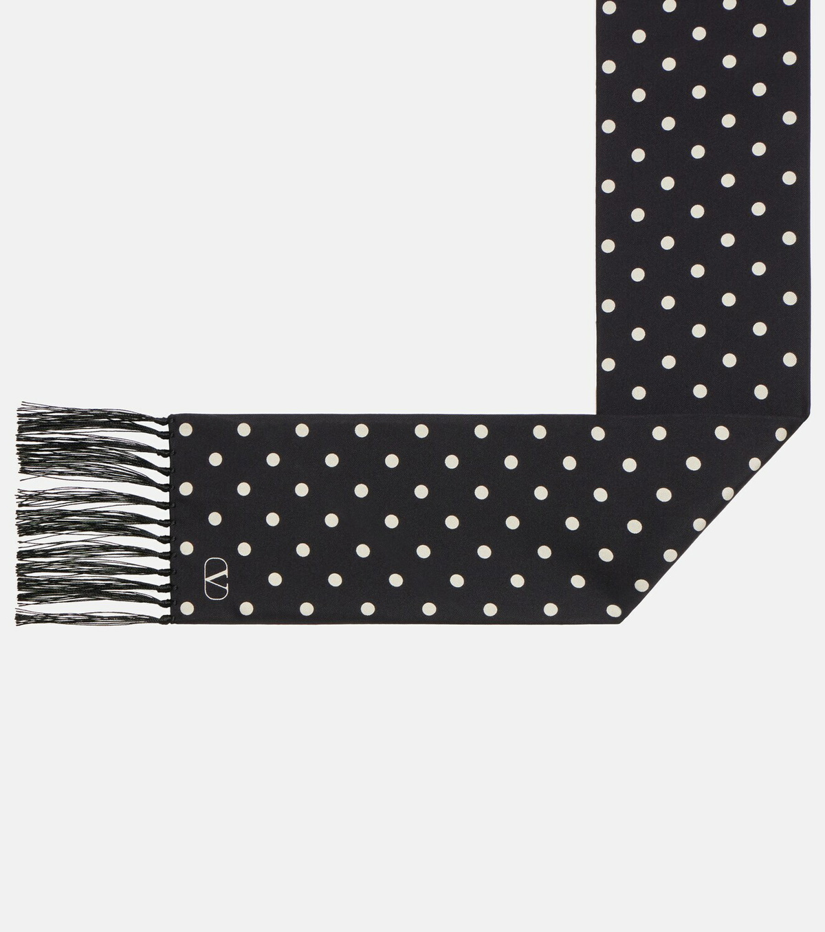 Valentino Fringed polka-dot silk scarf
