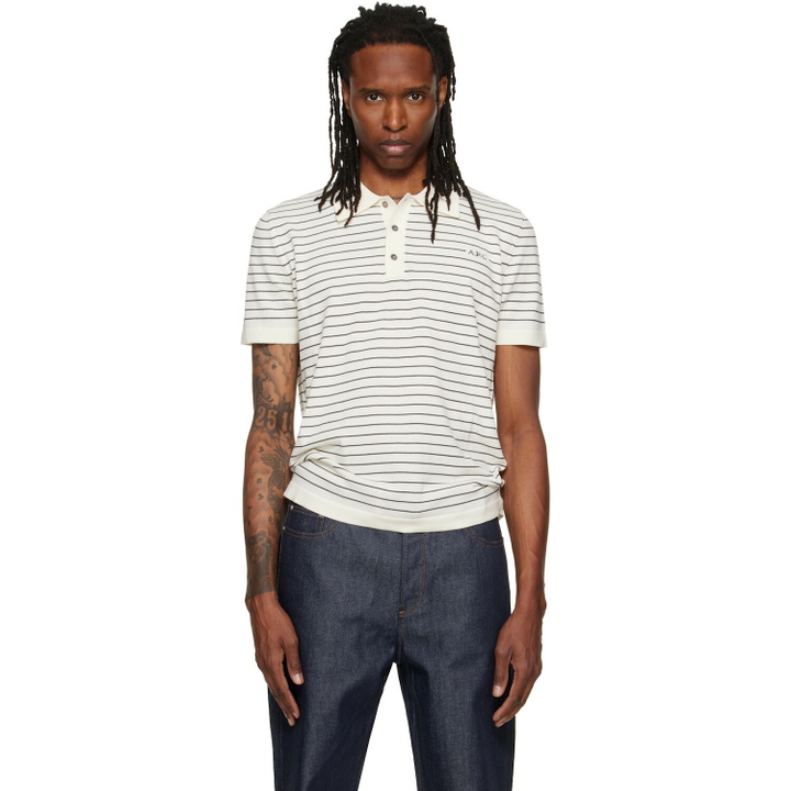 Photo: A.P.C. Off-White Fitted Striped Polo