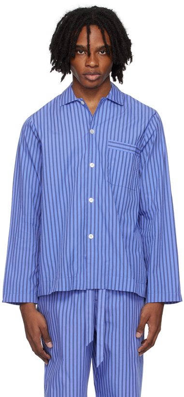 Photo: Tekla Blue Long Sleeve Pyjama Shirt