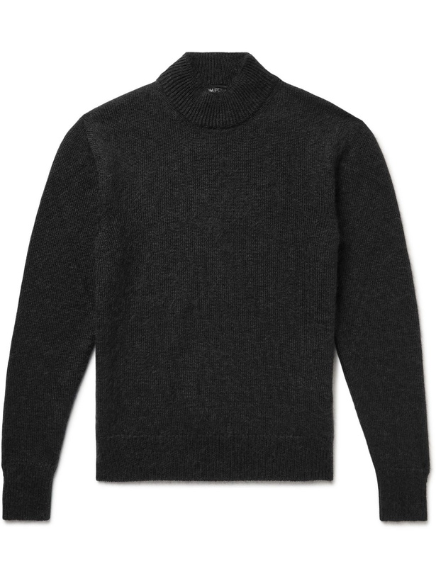 Photo: TOM FORD - Slim-Fit Brushed Cashmere, Mohair and Silk-Blend Mock-Neck Sweater - Black