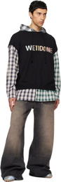 We11done Black 'WE11DONE' Patchwork Layered Hoodie