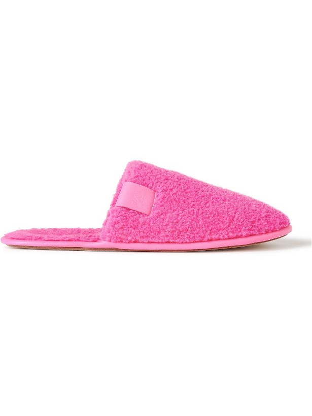Photo: Loewe - Leather-Trimmed Shearling Slippers - Pink