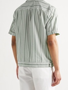 BRIONI - Camp-Collar Striped Cotton-Poplin Shirt - Green