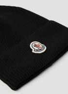 Moncler - Logo Patch Beanie Hat in Black