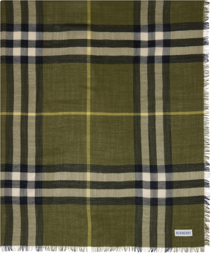 Photo: Burberry Khaki Wide Check Wool Scarf