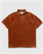 Lacoste Short Sleeved Ribbed Collar Shirt Brown - Mens - Polos