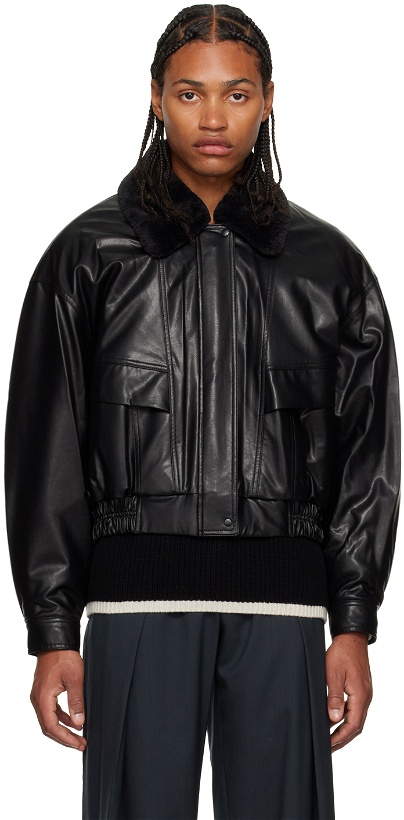 Photo: LOW CLASSIC Black Padded Faux-Leather Jacket