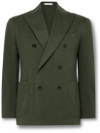 Boglioli - Double-Breasted Garment-Dyed Stretch-Cotton Twill Suit Jacket - Green