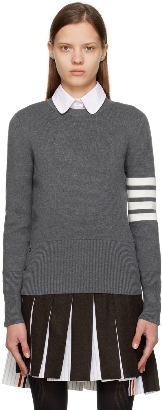 Thom Browne Grey 4-Bar Sweater Thom Browne