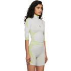 Casablanca Gray & Green Seamless Half-Zip T-shirt