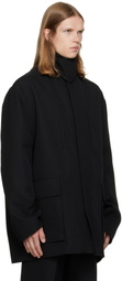 Rick Owens Black Tower Collared Mac Coat