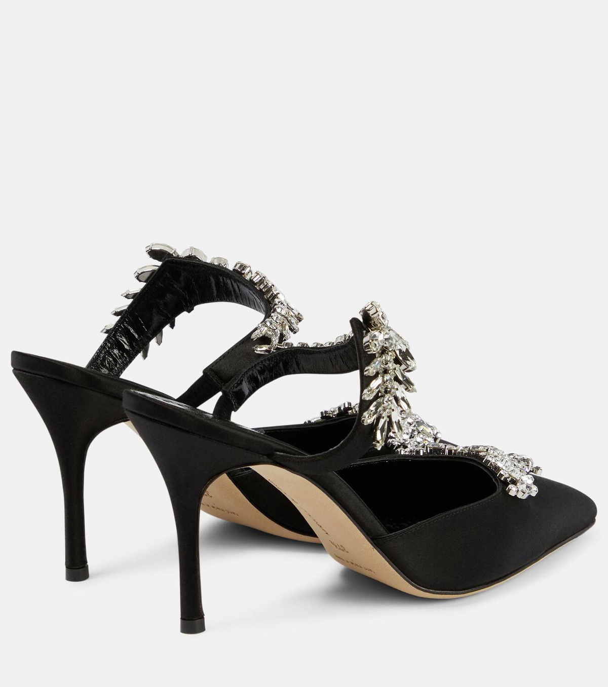 Manolo Blahnik Lurum 90 embellished satin mules