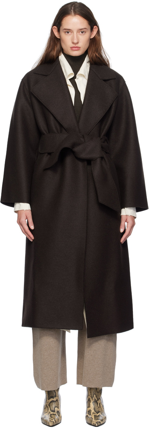 Harris Wharf London Brown Belted Clutch Coat