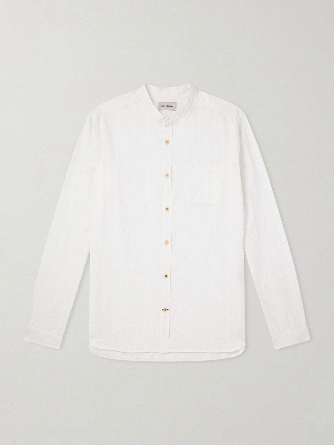 Oliver Spencer - Grandad-Collar Striped Cotton Shirt - White