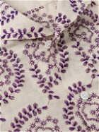Portuguese Flannel - Nature Convertible-Collar Embroidered Linen Shirt - Neutrals
