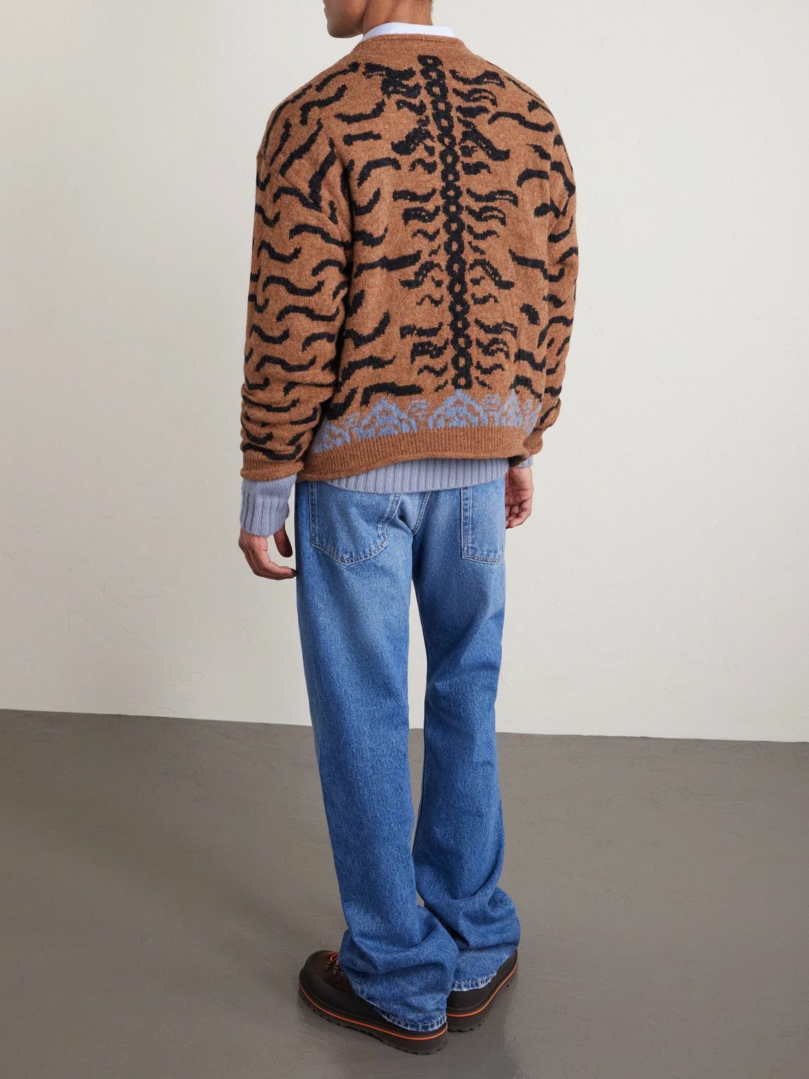 KAPITAL - Nepal Tiger Intarsia Wool-Blend Sweater - Orange