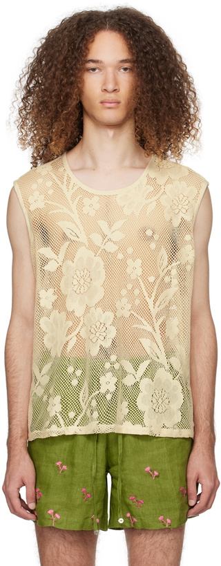 Photo: HARAGO Off-White Semi-Sheer Tank Top