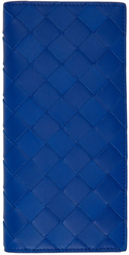 Photo: Bottega Veneta Blue Intrecciato Slim Long Wallet
