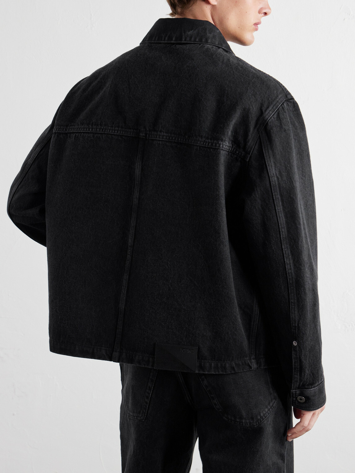 LOEWE - Logo-Embossed Paneled Denim Jacket - Black