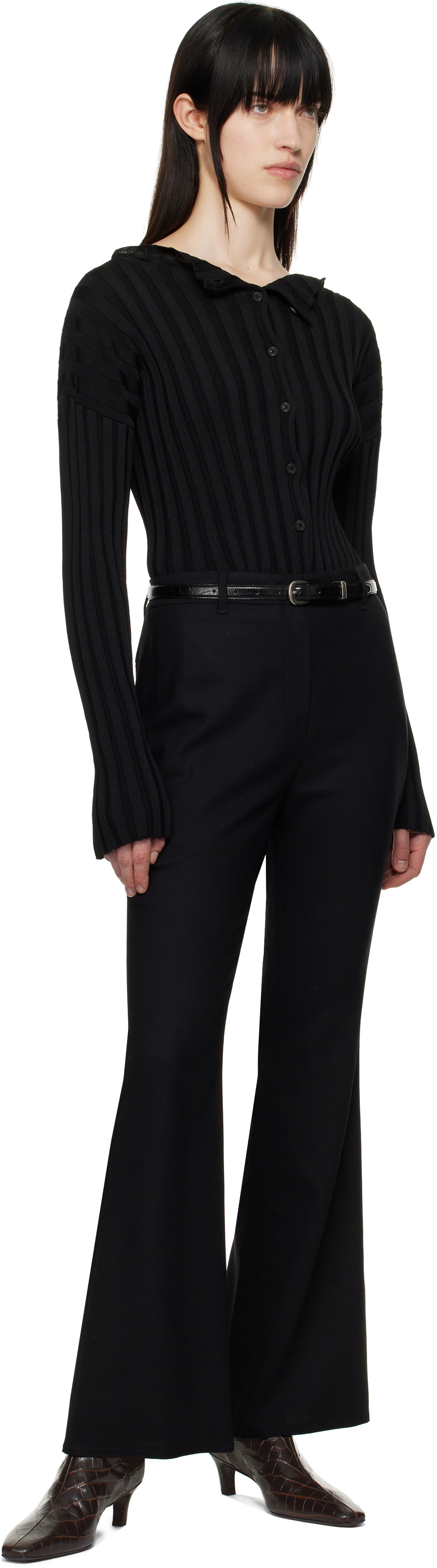LE17SEPTEMBRE Black Flare Western Belt Trousers