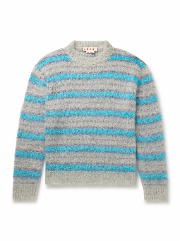 Photo: Marni - Striped Mohair-Blend Sweater - Blue
