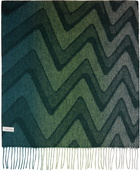 Paul Smith Gray & Green Gradient Zig Zag Waterfall Scarf