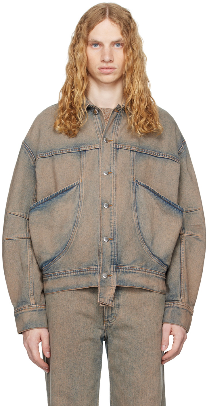 ECKHAUS LATTA デニムクロップドジャケット Eckhaus Latta Beige Cropped Denim Jacket Eckhaus Latta