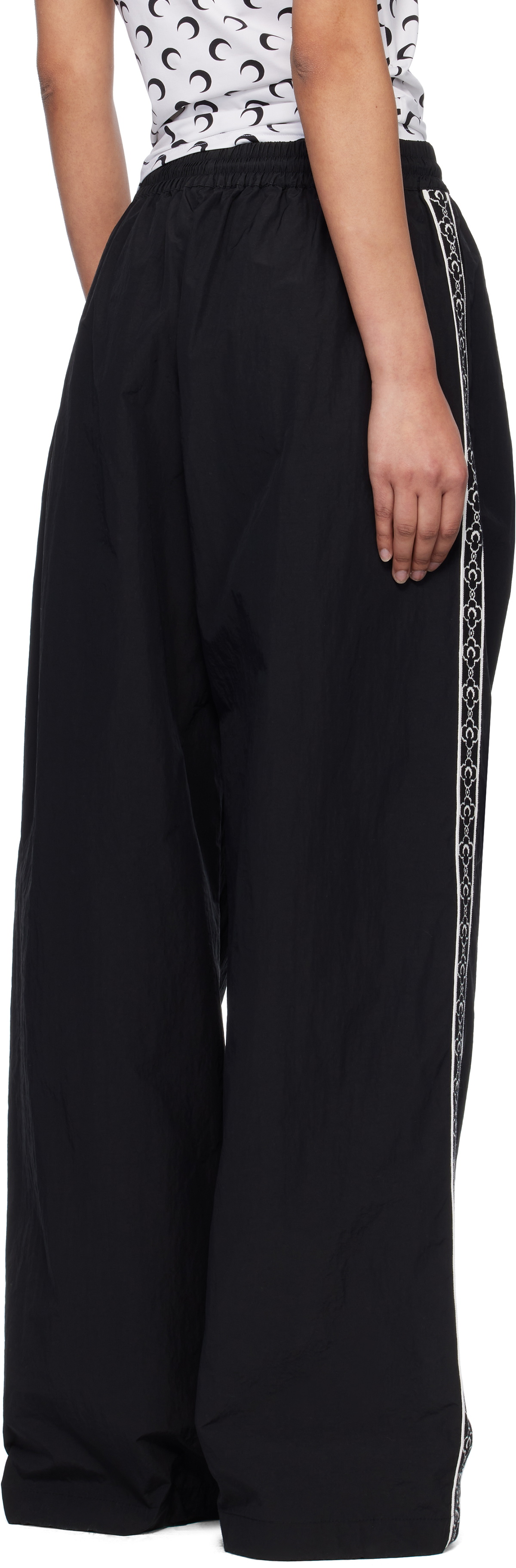 Marine Serre Black Recycled Nylon Track Pants