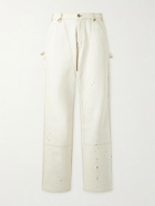 Cherry Los Angeles - Paint-Splattered Distressed Straight-Leg Jeans - White