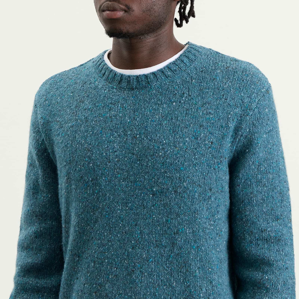 Folk Men's Chain Crew in Blue Oxide